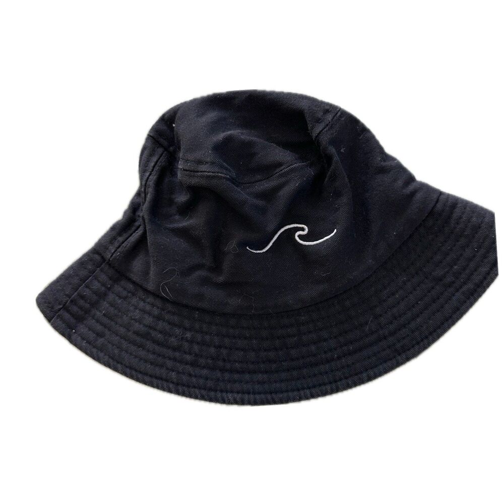Unbranded Unisex Embroidery Wave Sun Protection Cotton Bucket Hat S